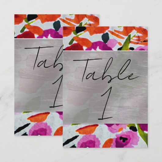 大胆な色のポップ インクの水彩花 招待状 (正面/裏面)