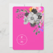 大胆な花柄のピンクとブラックの結婚式招待状 招待状 (裏面)