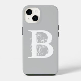 大胆な花柄の文字Bモノグラム グレーカラー iPhone 14ケース