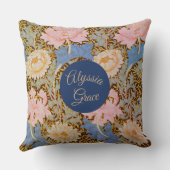 大胆な花柄 ウィリアム・モリス デザイン クッション (裏面)