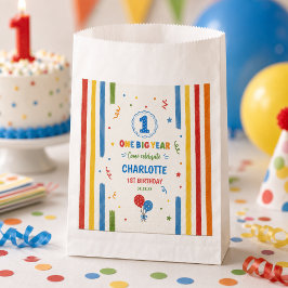 大胆な虹色の1歳の誕生日パーティー フェイバーバッグ