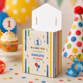 大胆な虹色の1歳の誕生日パーティー フェイバーボックス