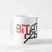 "大胆な赤と緑のビットコイン強気相場デザイン" コーヒーマグカップ (正面左)