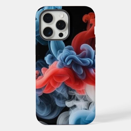 大胆な赤と青の煙のアート - スマホケース iPhoneケース (裏面)