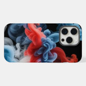 大胆な赤と青の煙のアート - スマホケース iPhoneケース (裏面横)