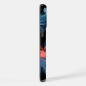 大胆な赤と青の煙のアート - スマホケース iPhoneケース (右側面)
