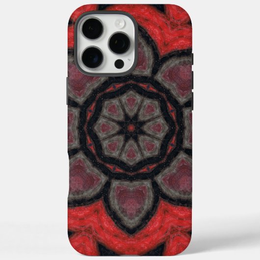 大胆な赤と黒の万華鏡フラワーマンダラ Case-Mate iPhoneケース (裏面)