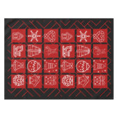 大胆な赤と黒の幾何学模様のクリスマステーブルクロス テーブルクロス (正面(横))