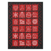 大胆な赤と黒の幾何学模様のクリスマステーブルクロス テーブルクロス (正面)
