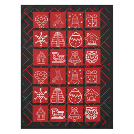 大胆な赤と黒の幾何学模様のクリスマステーブルクロス テーブルクロス