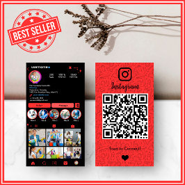 大胆な赤のハウスキーピングInstagram QR 名刺