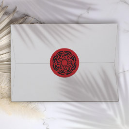 大胆な赤の花柄 ラウンドシール