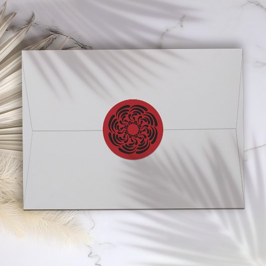 大胆な赤の花柄 ラウンドシール