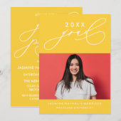 大胆な遊び心のあるカリグラフィー卒業式招待状 招待状 (正面/裏面)