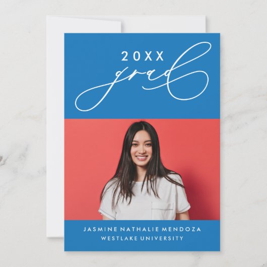 大胆な遊び心のあるカリグラフィー卒業式招待状 招待状 (正面)