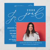 大胆な遊び心のあるカリグラフィー卒業式招待状 招待状 (正面/裏面)