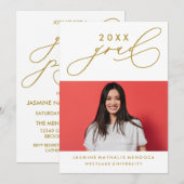 大胆な遊び心のあるカリグラフィー卒業式招待状 招待状 (正面/裏面)