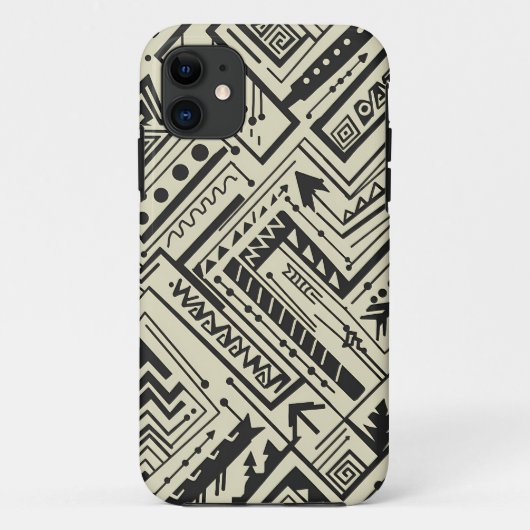 大胆な部族幾何学模様 - ブラックとクリームA Case-Mate iPhoneケース (裏面)