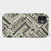 大胆な部族幾何学模様 - ブラックとクリームA Case-Mate iPhoneケース (裏面(横))