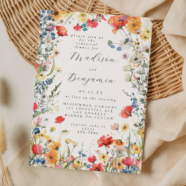 大胆な野の花の結婚式リハーサルディナー 招待状