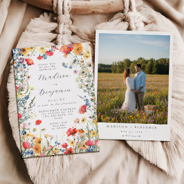大胆な野生の花の写真の結婚式 招待状
