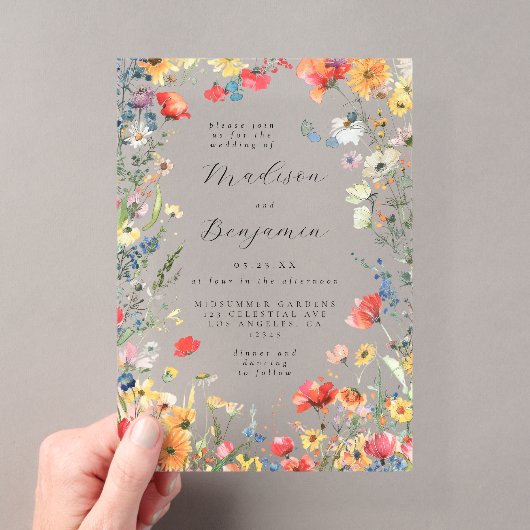 大胆な野生の花の結婚式 アクリル招待状 (インサイチュ (ポータブル))