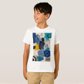 大胆な青の抽象エネルギー Tシャツ (正面フル)