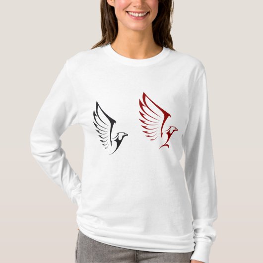 大胆な飛翔する鷲のイラスト Tシャツ (正面)