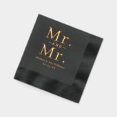 大胆な黒とゴールドのMr and Mr ウェディング 箔ナプキン (左)