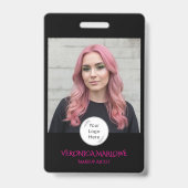 大胆な黒とホットピンクの写真 バッジ (表面)