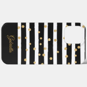 大胆な黒と白のゴールドストライプ柄 Case-Mate iPhoneケース (裏面 (横))