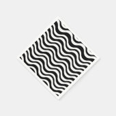 大胆な黒と白の波状抽象画 スタンダードカクテルナプキン (角)