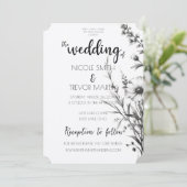 大胆な黒と白の野の花 招待状 (スタンド正面)