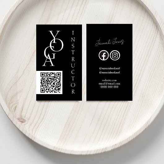 大胆な黒と白のQRコードソーシャルメディア 名刺