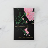 大胆な黒のストライプにピンクのデイジー　ありがとう サンキューカード (内部)