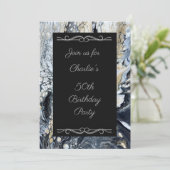 大胆な黒の抽象的な誕生日パーティーの招待状 招待状 (スタンド正面)