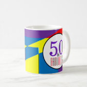 大胆な50歳の誕生日お祝いモダンアート コーヒーマグカップ (正面右)