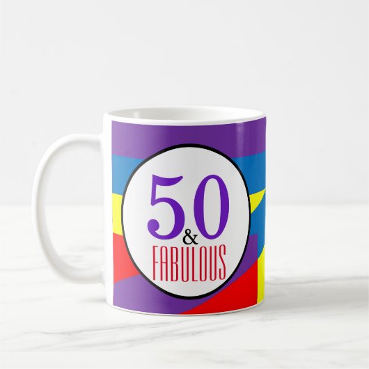 大胆な50歳の誕生日お祝いモダンアート コーヒーマグカップ (左)