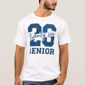 大胆な「26 Senior」ブルータイポグラフィデザイン Tシャツ (正面)