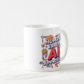 大胆な「Human Error, AI Approved」デジタルアート コーヒーマグカップ (正面右)
