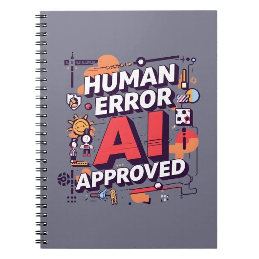 大胆な「Human Error, AI Approved」デジタルアート ノートブック (正面)
