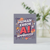 大胆な「Human Error, AI Approved」デジタルアート ポストカード (スタンド正面)