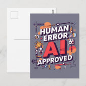 大胆な「Human Error, AI Approved」デジタルアート ポストカード (正面/裏面)