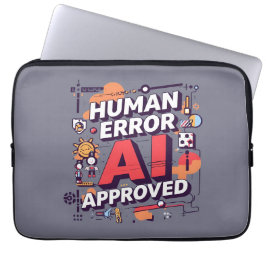 大胆な「Human Error, AI Approved」デジタルアート ラップトップスリーブ