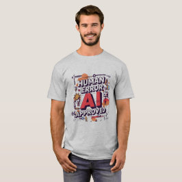 大胆な「Human Error, AI Approved」デジタルアート Tシャツ