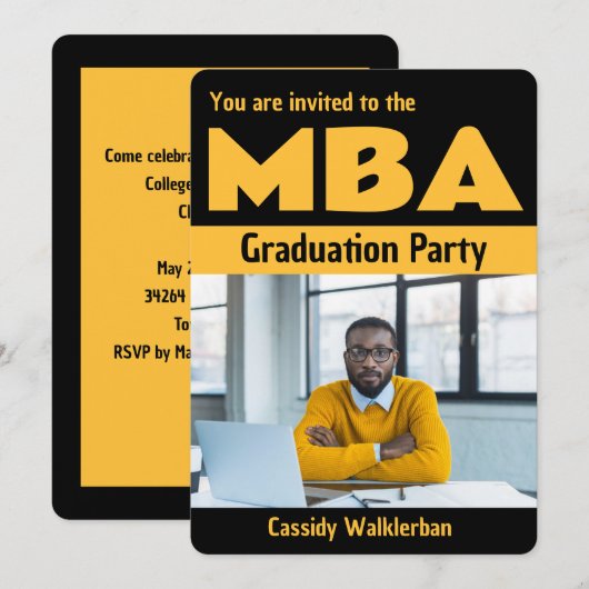 大胆なMBA写真卒業招待状 招待状 (正面/裏面)