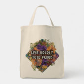 大胆に生き、誇らしげにトート トートバッグ (裏面)