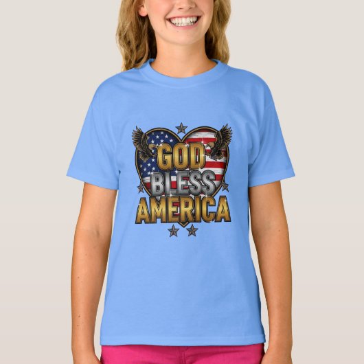 大胆に祝福されたアメリカ精神Tシャツデザイン Tシャツ (正面)