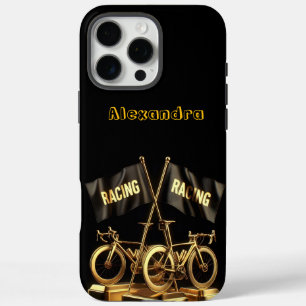 大胆に輝くゴールデンバイクの旗 iPhone 16 PRO MAXケース