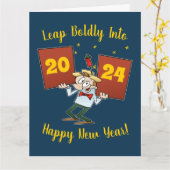 大胆に2024年新年お祝い漫画に飛び込む カード (黄色い花)